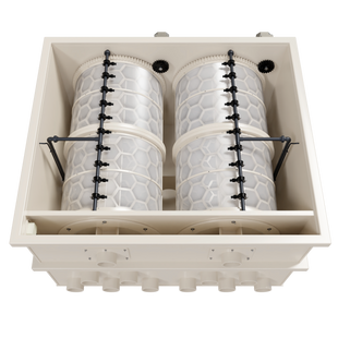 The 200 m&sup3; drum filter for fish farms