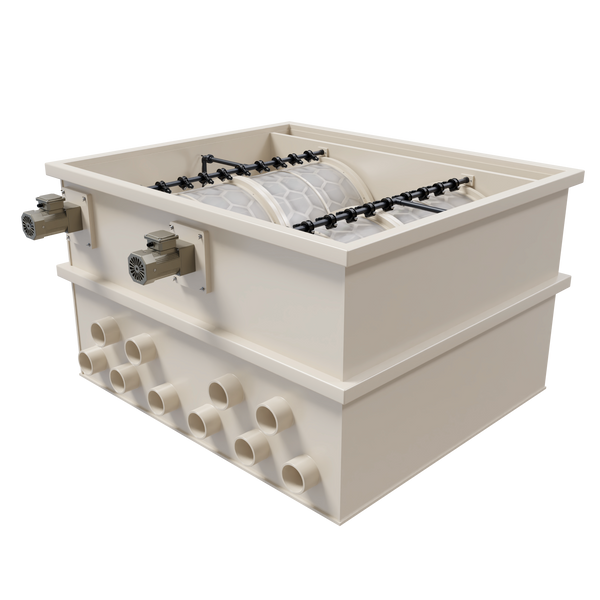 The 200 m&sup3; drum filter for fish farms