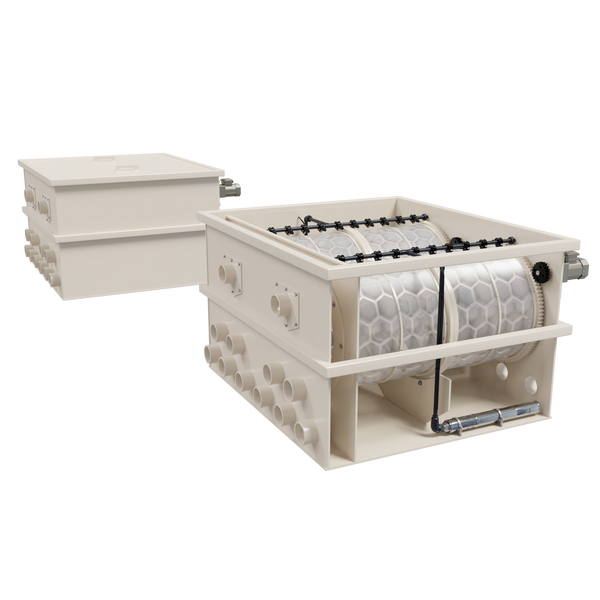 The 200 m&sup3; drum filter for fish farms